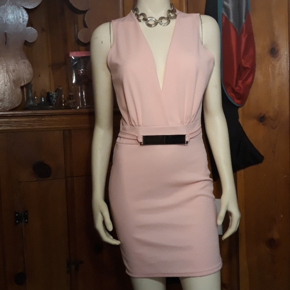 Low cut peach dress